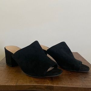 Black open toe mules